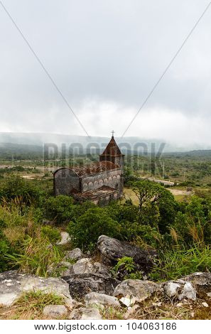Abandoned christian church on top of Bokor mountain in Preah Monivong national park, Kampot, Cambodia