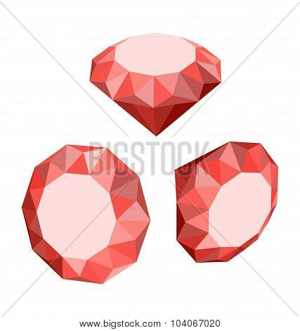 Flat Icon of Set Diamond, Three-dimensional Design