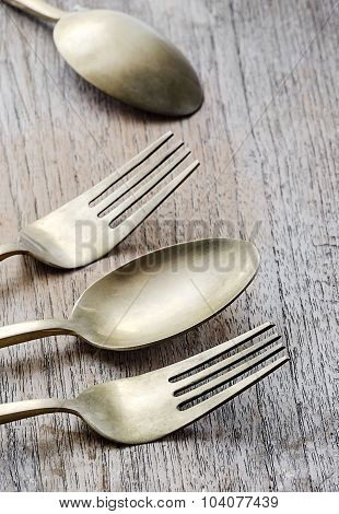 Brass Spoon And Fork