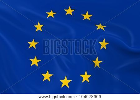 Waving Flag Of The European Union - 3D Render Of The Eu Flag With Silky Texture