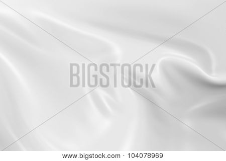 Waving White Flag - 3D Render Of A White Flag With Silky Texture