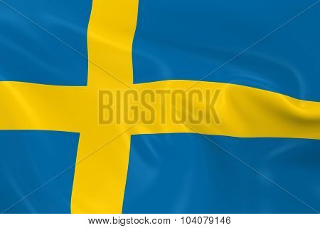 Waving Flag Of Sweden - 3D Render Of The Swedish Flag With Silky Texture