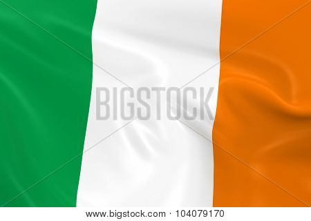 Waving Flag Of Ireland - 3D Render Of The Irish Flag With Silky Texture