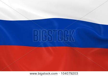 Waving Flag Of Russia - 3D Render Of The Russian Flag With Silky Texture
