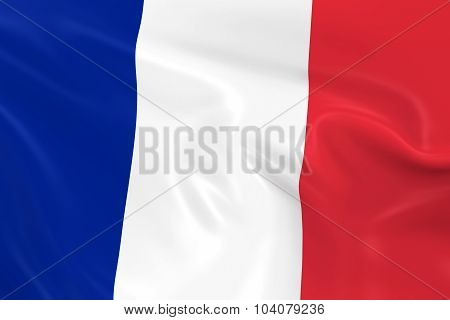 Waving Flag Of France - 3D Render Of The French Flag With Silky Texture