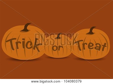 Trick or treat halloween text with pumpkins
