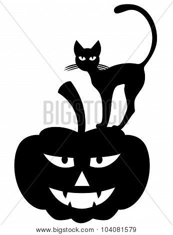 Halloween Cat On Pumpkin