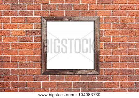 Picture frame on brick wall