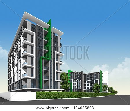 3d render of building