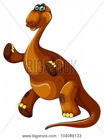 Brown brachiosaurus with long neck illustration
