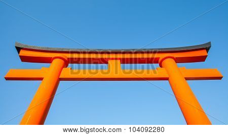 Torii A traditional Japanese gate at the entrance of or within a Shinto shrine