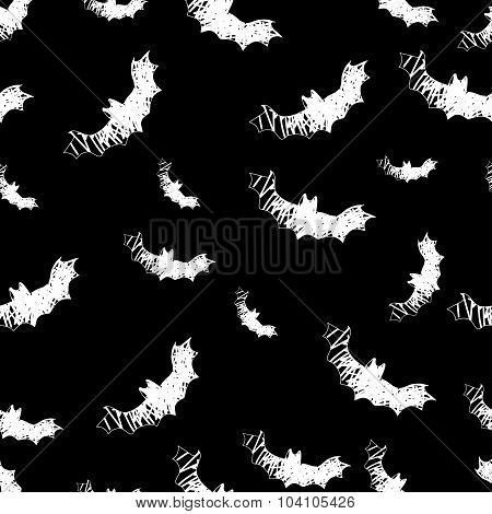 Halloween Icons Seamless Of Bat. Vector