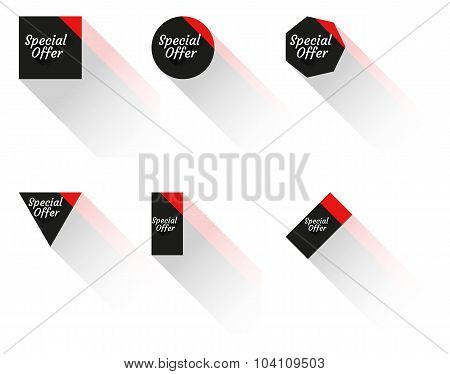 Six Different Stickers With Long Shadow