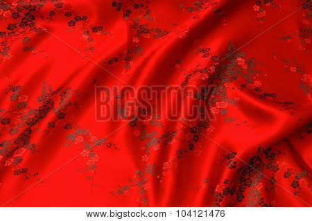 Chinese Calligraphy silk.Chinese style. red silk background.