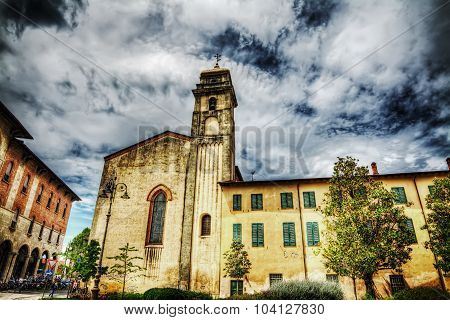 Sant'antonio Abate Steeple In Pisa Under Clouds