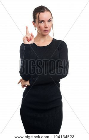 Attractive Young Woman With Her Finger Up
