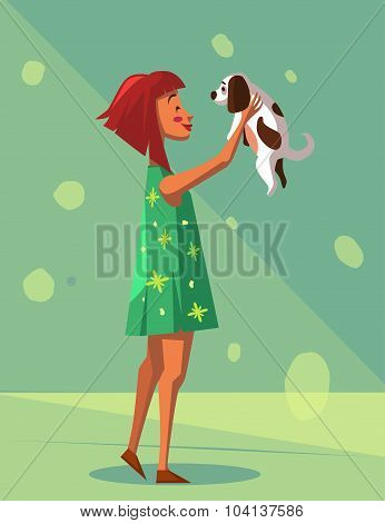 ?artoon Girl With Puppy