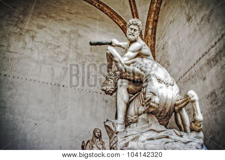 Hercules And Nesso Centaur Statue In Loggia Dei Lanzi