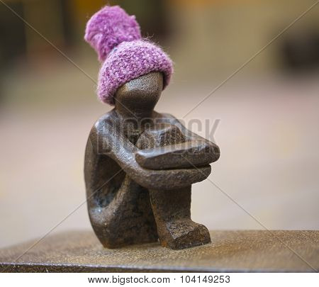 Iron Boy or Boy looking at the Moon Statue. Stockholm, Sweden