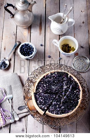 Blueberry, bilberry tart with lavender