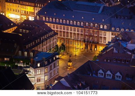 Kornmarkt square during night time in  Heidelberg