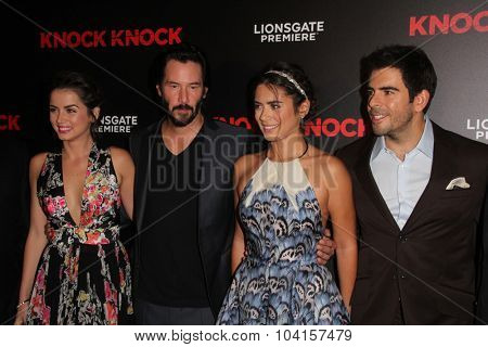 LOS ANGELES - OCT 7:  Ana de Armas, Keanu Reeves, Lorenza Izzo, Eli Roth at the 