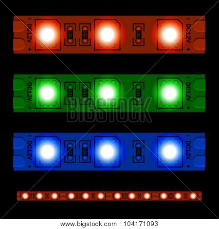 EPS10 vector glowing LED light strip seamless