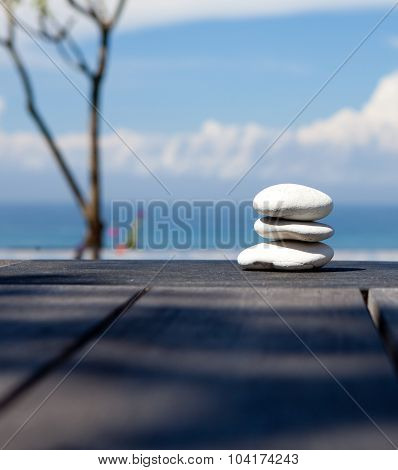 Stack of pebble stones at the beach