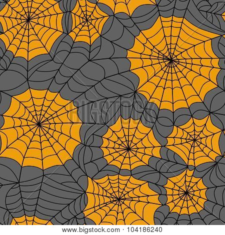 Halloween seamless background with web spider