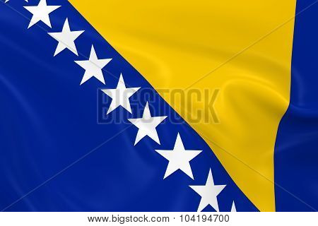 Waving Flag Of Bosnia And Herzegovina - 3D Render Of The Bosnian And Herzegovinian Flag With Silky T