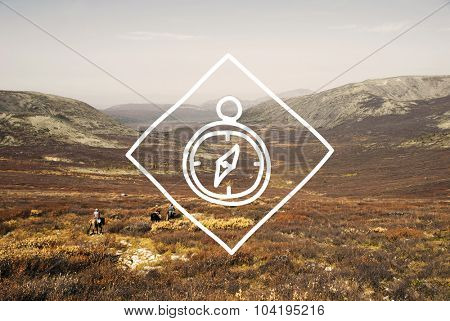Compass Icon Navigation Guidance Travel Journal Concept