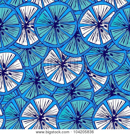 Blue Seamless Orange Pattern
