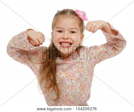 Little Girl On The Move. Cheerful, Positive.