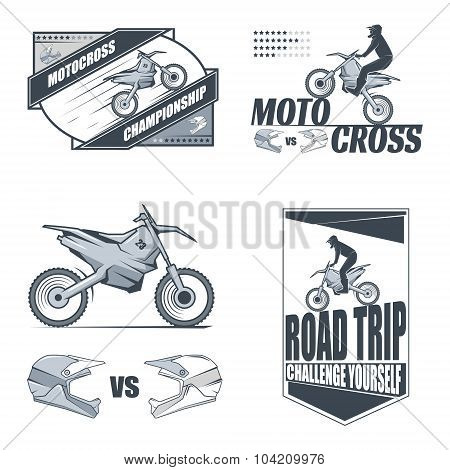 Motocross labels. Stock vector.