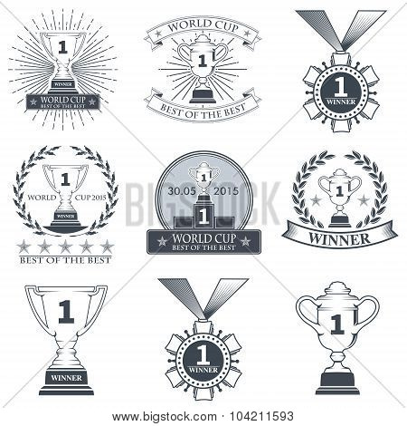 Winner logos, badges, emblems and design elements. Stock vector.