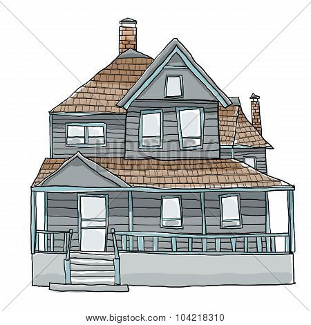 Vintage House Cute Art Illustration