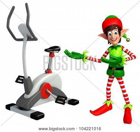 Cartoon Elves With Exercising Cycle