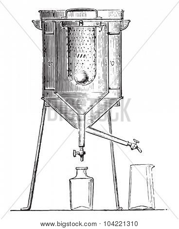 Calorimeter of Lavoisier and Laplace, vintage engraved illustration. Industrial encyclopedia E.-O. Lami - 1875.
