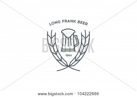 Line beer logo. Glass. Stock vector.