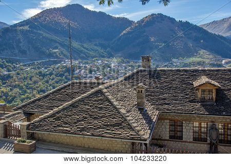 Roofs and valley of Town of Metsovo, Epirus