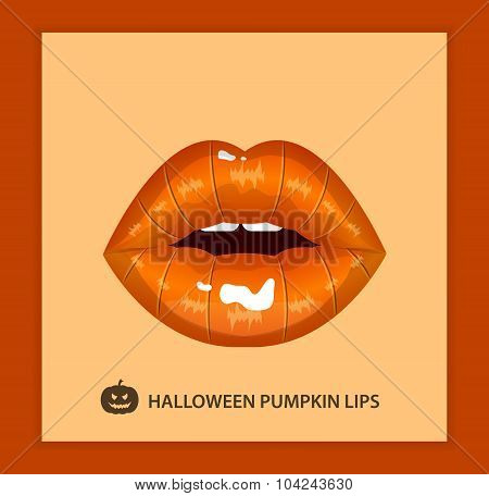 Halloween pumpkin sexy lips, lipstick, open mouth