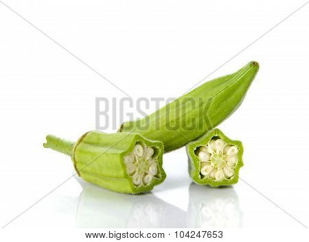 Okra On White Background.