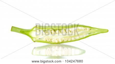 Okra On White Background.