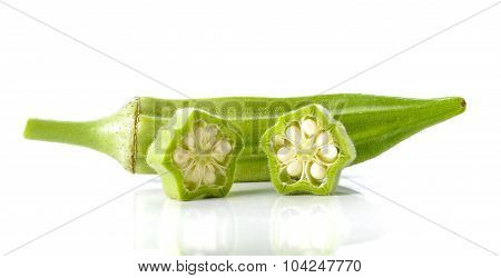 Okra On White Background.