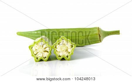 Okra On White Background.