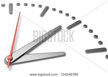 Simple Clock Face With Metal Hands And Marks Diagonal View