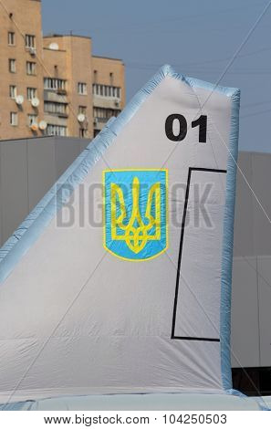 KIEV, UKRAINE - September 23, 2015: Ukrainian military jet imitation.Balloon