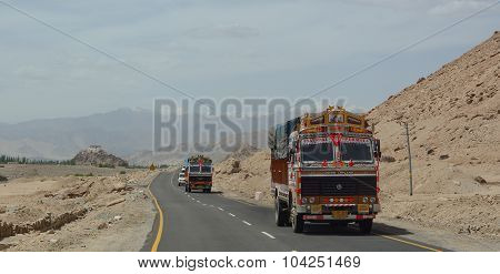 Cars Running Pass The Road In Ladakh