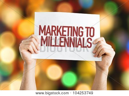 Marketing to Millennials placard with bokeh background