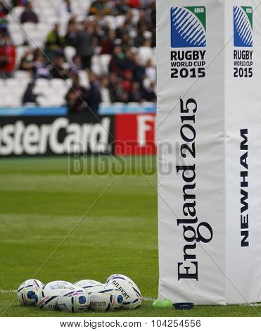 LONDON, ENGLAND - OCTOBER 07 2015: The 2015 Rugby World Cup Pool B match between South Africa and USA at The Olympic Stadium on October 7, 2015 in London, United Kingdom 